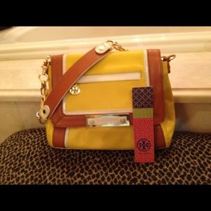 Authentic Tory Burch yellow/tan Jill satchel